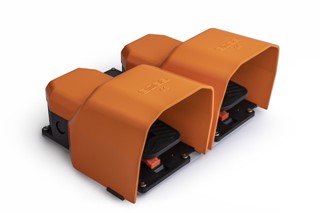 PDK Series Metal Protection (1NO+1NC)+(1NO+1NC) with Hole for Metal Bar Stay Put Double Orange Plastic Foot Switch